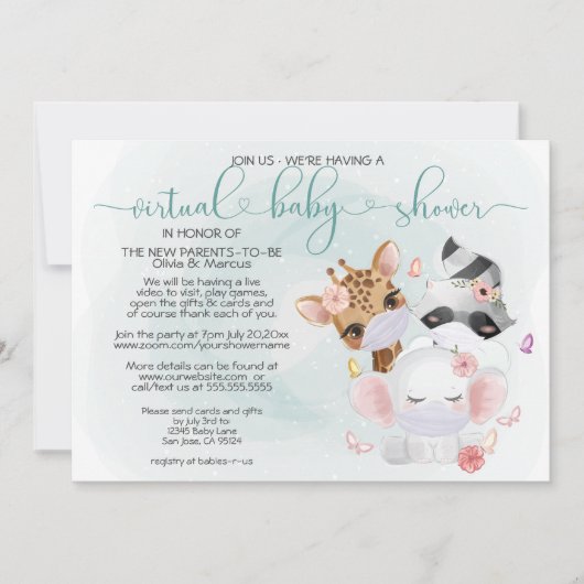 Blauwgroen verkuildieren in maskers virtueel Baby  Kaart (Voorkant)