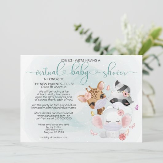 Blauwgroen verkuildieren in maskers virtueel Baby  Kaart (Staand voorkant)