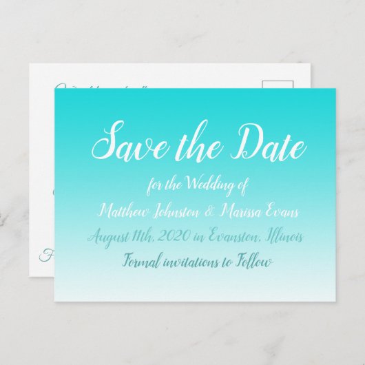 Blauwgroen verloop Gepersonaliseerde Briefkaarten (Voorkant / Achterkant)