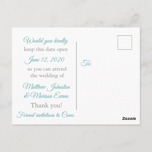 Blauwgroen verloop Gepersonaliseerde Briefkaarten (Achterkant)