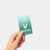 Blauwgroen verloop Je Logo bezoeker toevoegen Badge (Handheld)