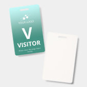 Blauwgroen verloop Je Logo bezoeker toevoegen Badge (Front & Back)