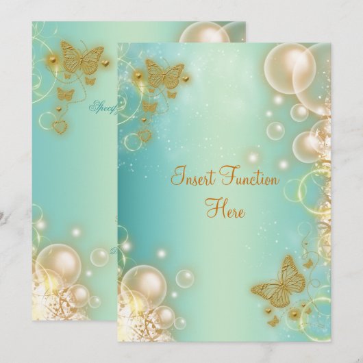 Blauwgroen verloving voor goudvlinders kaart (Voorkant / Achterkant)