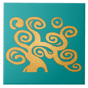 Blauwgroen versie van levensstructuur tegeltje