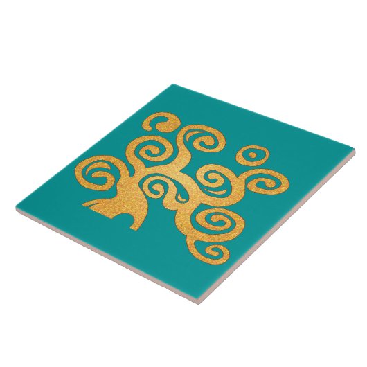 Blauwgroen versie van levensstructuur tegeltje (Zijkant)