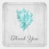 Blauwgroen Vertakking Shell Dank u Stickers (Voorkant)