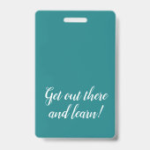 Blauwgroen Verticale Streep Homeschool Educator ID Badge (Achterkant)