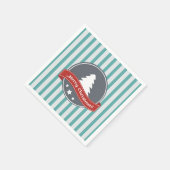 Blauwgroen verticale strepen met vrolijk kerstberi servetten (Hoek)