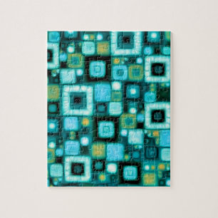 Blauwgroen viaarpatroon legpuzzel