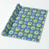 Blauwgroen vierkant stip geometrisch gedesigned cadeaupapier (Uitgerold)
