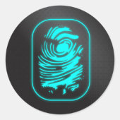 Blauwgroen vingerafdruk ronde sticker (Voorkant)