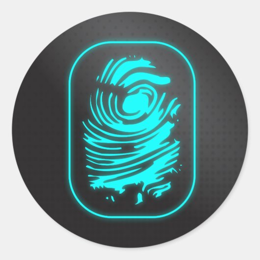 Blauwgroen vingerafdruk ronde sticker (Voorkant)