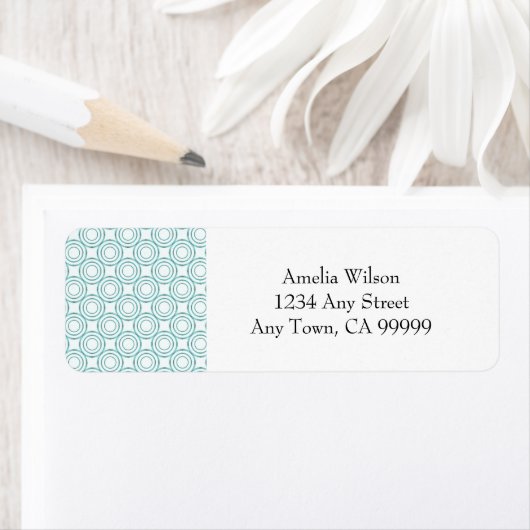 Blauwgroen Vintage Cirkelpatroon Retouradreslabel Etiket (Insitu)