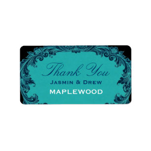 Blauwgroen Vintage Dank u Sticker B459
