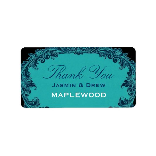 Blauwgroen Vintage Dank u Sticker B459 (Voorkant)