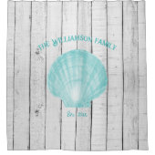 Blauwgroen Vintage Shell Shower Curtain Douchegordijn (Voorkant)