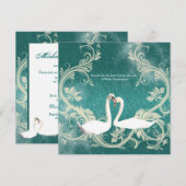 Blauwgroen vintage verloving bruiloft kaart (Voorkant / Achterkant)