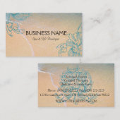 Blauwgroen Vintage Zee Shell Scroll Beach Visitekaartje (Voorkant / Achterkant)