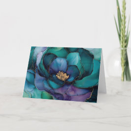 Blauwgroen & Violet Bloom Blank Wenskaart Bedankkaart