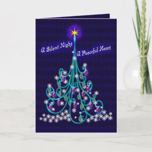 Blauwgroen & Violet Tree (gepersonaliseerde Xmas K Feestdagen Kaart