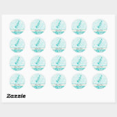 Blauwgroen viool ronde sticker (Vel)