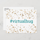 Blauwgroen Virtual Hug Hashtag Gold Faux Confetti Briefkaart (Voorkant / Achterkant)