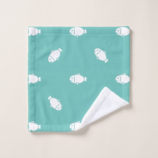 Blauwgroen vis met tong bad handdoek (Wasdoekje)