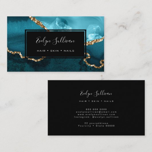 blauwgroen visitekaartje (Voorkant / Achterkant)