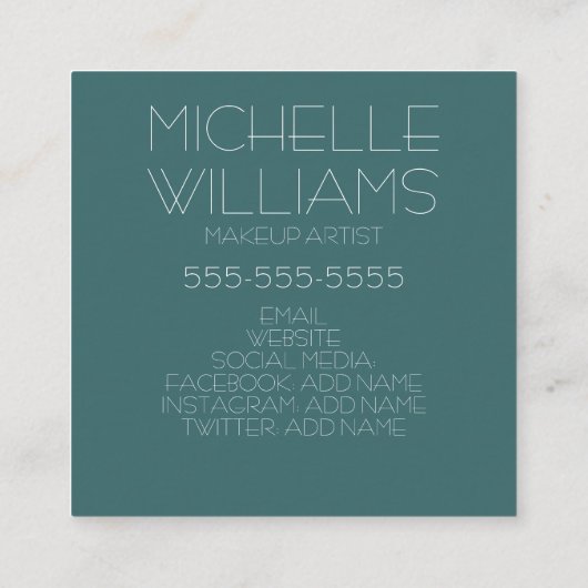 Blauwgroen Visitekaartje Glitter (Achterkant)