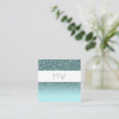Blauwgroen Visitekaartje Glitter (Staand voorkant)
