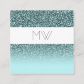 Blauwgroen Visitekaartje Glitter (Voorkant)