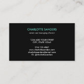 Blauwgroen visitekaartje met chalk-verfelegant (Achterkant)