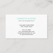 Blauwgroen visitekaartje met chalk-verfelegant (Achterkant)