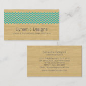 Blauwgroen Visitekaartje Rustic Chevron (Voorkant / Achterkant)