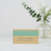 Blauwgroen Visitekaartje Rustic Chevron (Staand voorkant)
