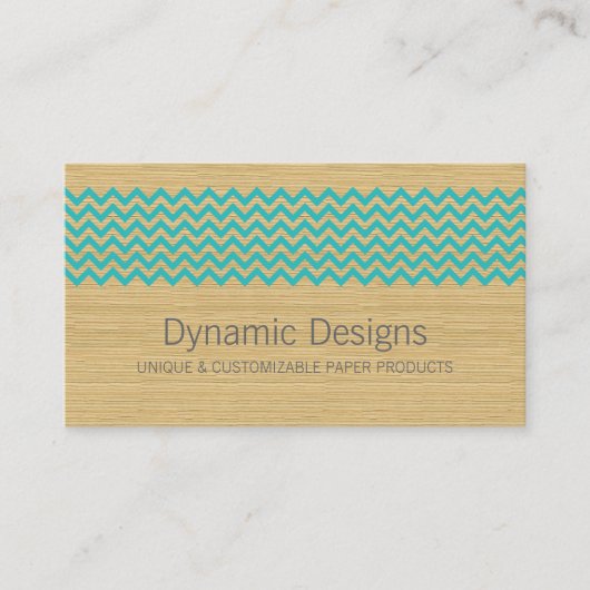 Blauwgroen Visitekaartje Rustic Chevron (Voorkant)