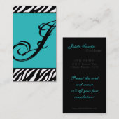 Blauwgroen Visitekaartje Turquoise Zebra Print Pat (Voorkant / Achterkant)