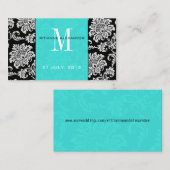 Blauwgroen Visitekaartje van Damask Wedding-websit Informatiekaartje (Voorkant / Achterkant)