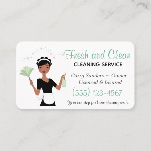 Blauwgroen Visitekaartje voor schoningsservice in  (Voorkant)