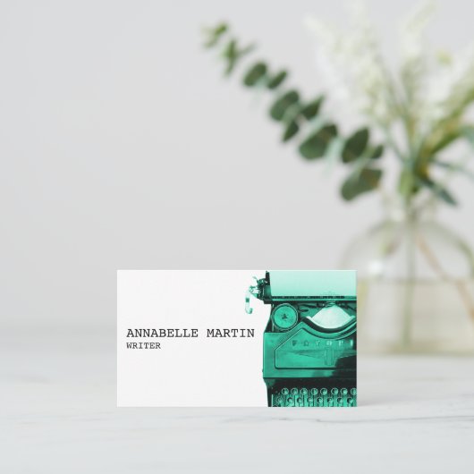  Blauwgroen Visitekaartje voor schrijfmachines (Staand voorkant)