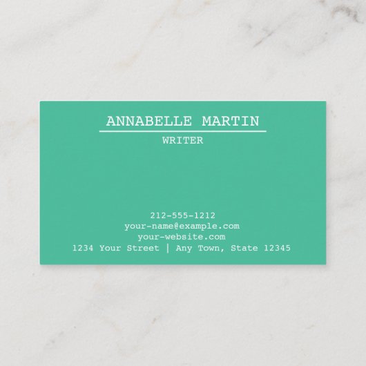 Blauwgroen Visitekaartje voor schrijfmachines (Achterkant)