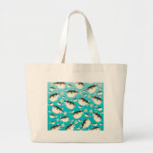 blauwgroen vispatroon grote tote bag (Voorkant)