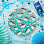 blauwgroen vispatroon papieren bordje (Feest)