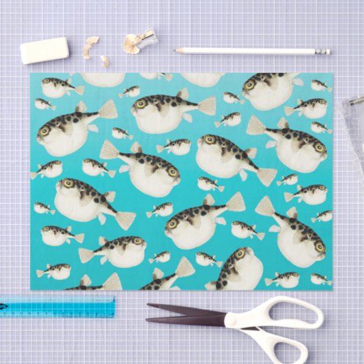 blauwgroen vispatroon tissuepapier (Craft)