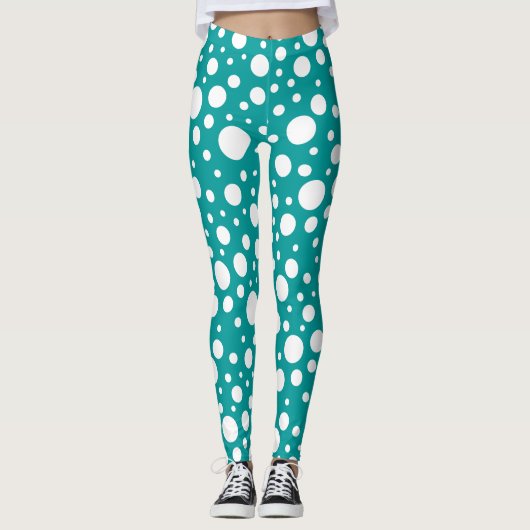 Blauwgroen Vlekken Leggings (Voorkant)