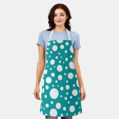 Blauwgroen vlekken Schort (Gedragen)