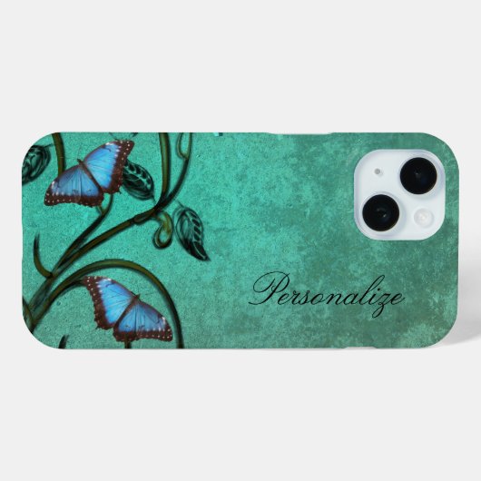Blauwgroen vlinder Case-Mate iPhone case (Achterkant (horizontaal))