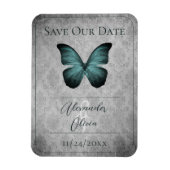 Blauwgroen  Vlinder Damask Bewaar de Datum Magneet (Verticaal)