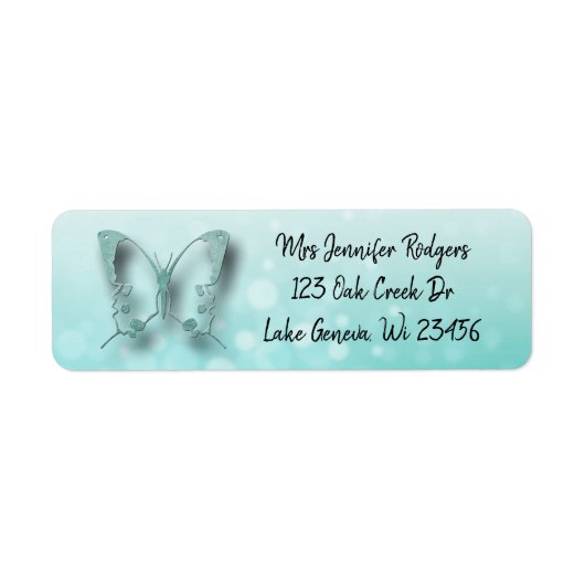Blauwgroen vlinder etiket (Voorkant)