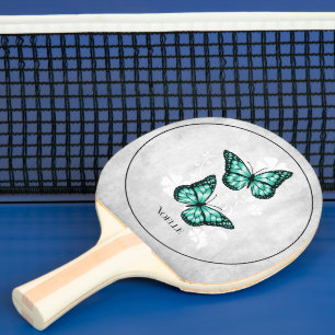 Blauwgroen vlinder Floral Ping Pong Paddle Tafeltennisbatje